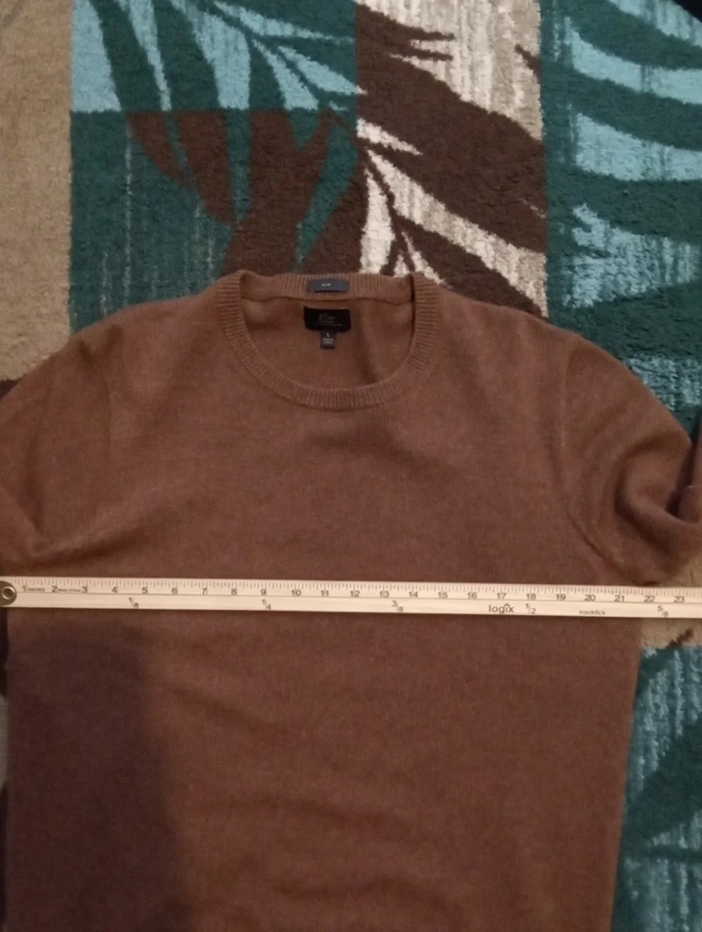 J. Crew Men's Rust Brown Crewneck Sweater Cashmere Italian Yarn Preppy Mens L